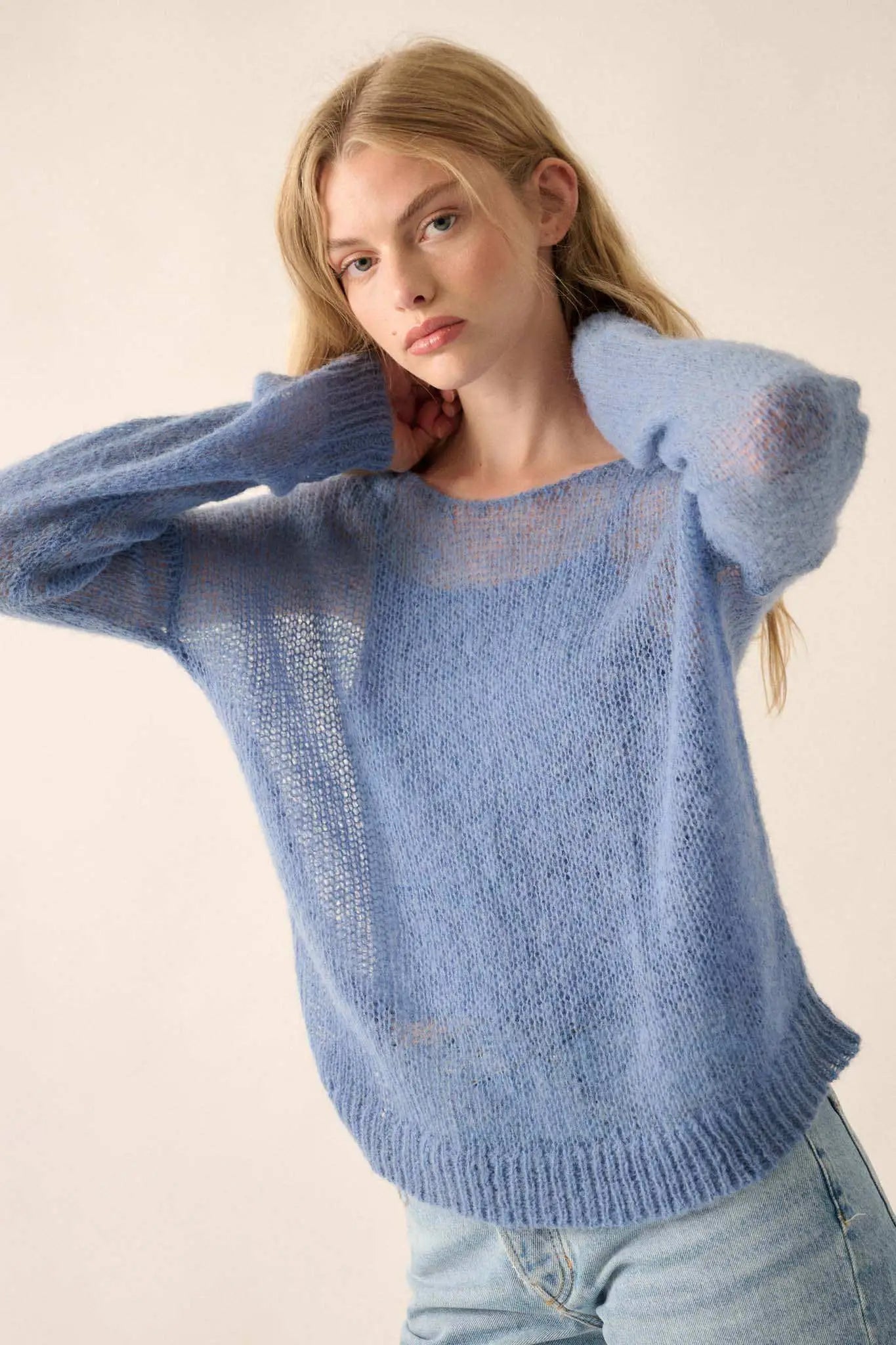 See It Through Layered Open-Knit Sheer Sweater | ShopPromesa