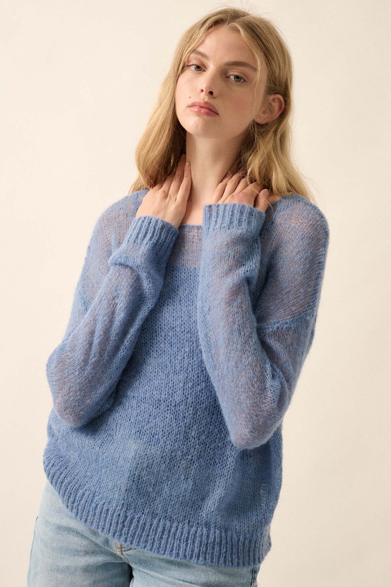 See It Through Layered Open-Knit Sheer Sweater - ShopPromesa