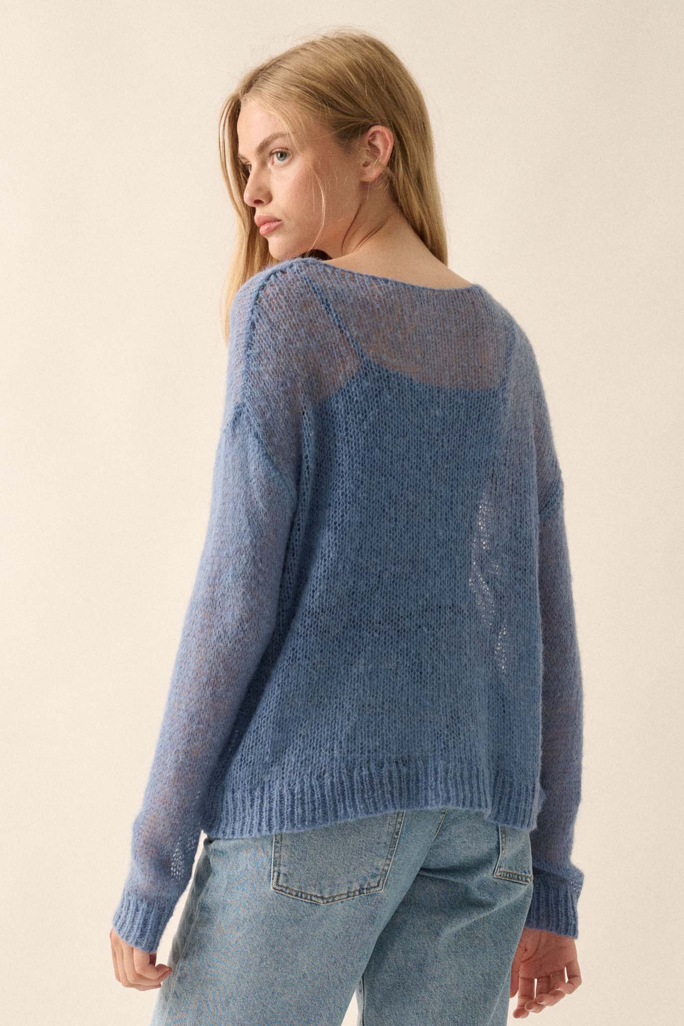 See It Through Layered Open-Knit Sheer Sweater - ShopPromesa