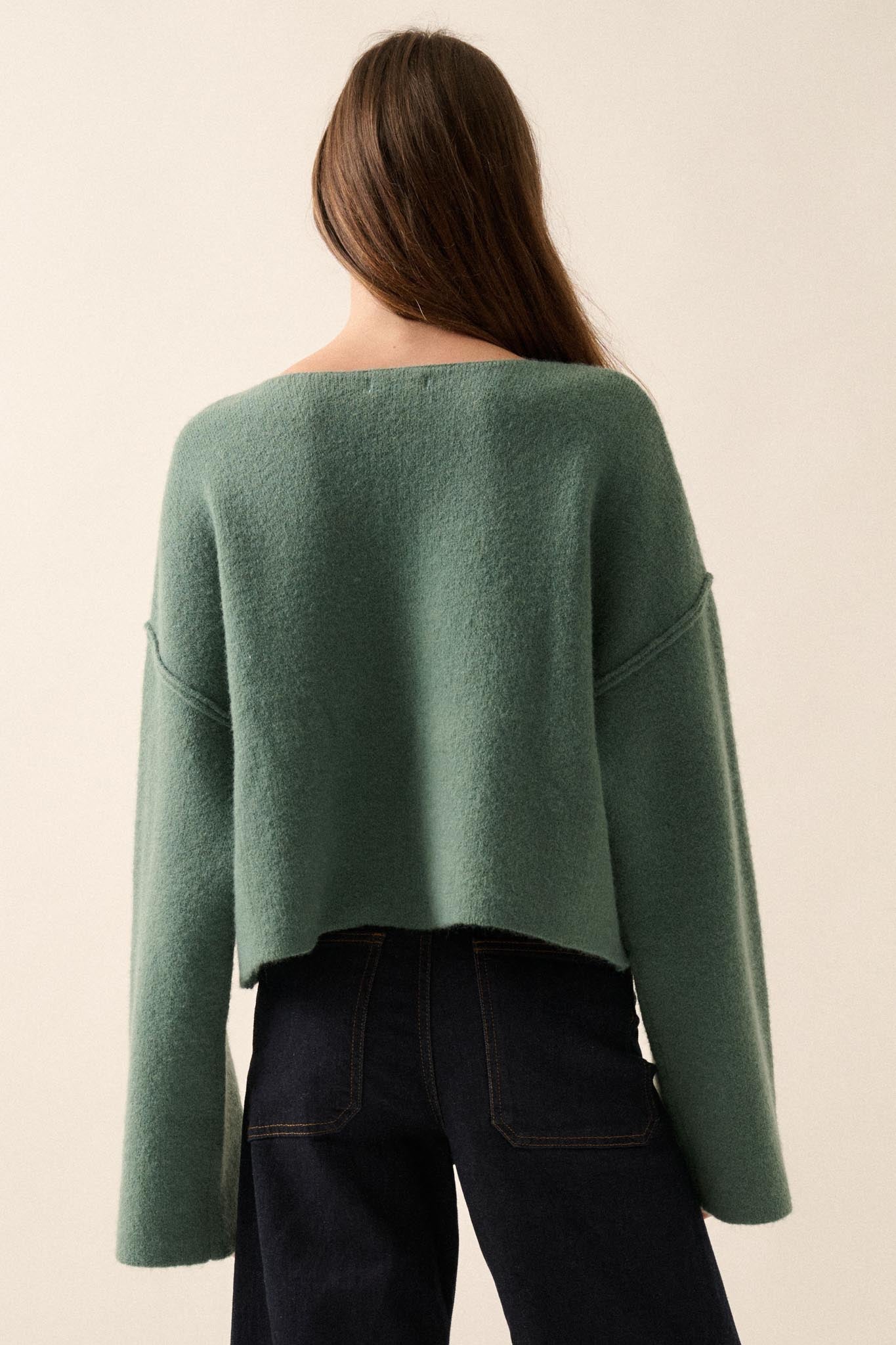 Let It Bow Exposed-Seam Bow Jacquard Knit Sweater