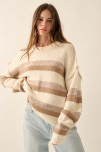 Just My Stripe Exposed-Seam Striped Knit Sweater - ShopPromesa