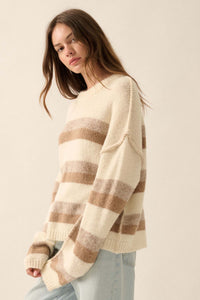 Just My Stripe Exposed-Seam Striped Knit Sweater - ShopPromesa