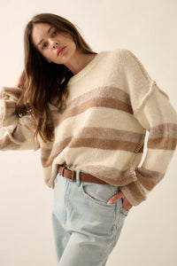 Just My Stripe Exposed-Seam Striped Knit Sweater - ShopPromesa