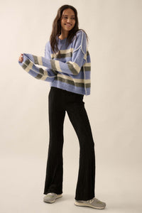 Just My Stripe Exposed-Seam Striped Knit Sweater - ShopPromesa