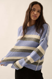 Just My Stripe Exposed-Seam Striped Knit Sweater - ShopPromesa