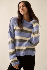 Just My Stripe Exposed-Seam Striped Knit Sweater - ShopPromesa