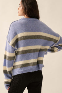 Just My Stripe Exposed-Seam Striped Knit Sweater - ShopPromesa