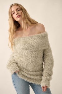 Soft Focus Fuzzy Convertible Cowl Neck Sweater - ShopPromesa