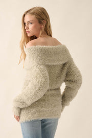 Soft Focus Fuzzy Convertible Cowl Neck Sweater - ShopPromesa