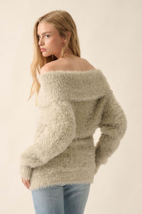 Soft Focus Fuzzy Convertible Cowl Neck Sweater - ShopPromesa