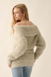 Soft Focus Fuzzy Convertible Cowl Neck Sweater - ShopPromesa