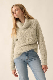 Soft Focus Fuzzy Convertible Cowl Neck Sweater - ShopPromesa