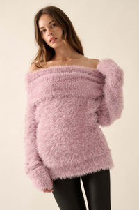 Soft Focus Fuzzy Convertible Cowl Neck Sweater - ShopPromesa