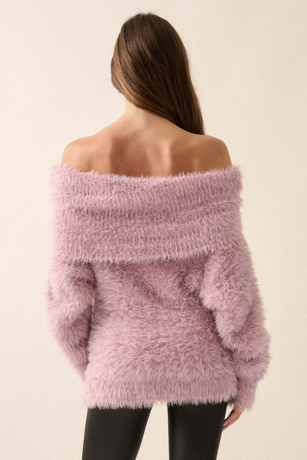 Soft Focus Fuzzy Convertible Cowl Neck Sweater - ShopPromesa