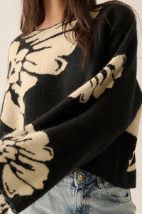 Peaceful Petals Floral Jacquard-Knit Sweater - ShopPromesa
