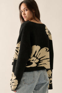 Peaceful Petals Floral Jacquard-Knit Sweater - ShopPromesa