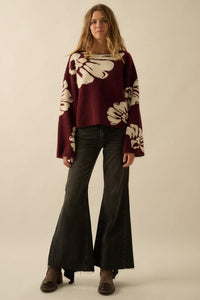 Peaceful Petals Floral Jacquard-Knit Sweater - ShopPromesa