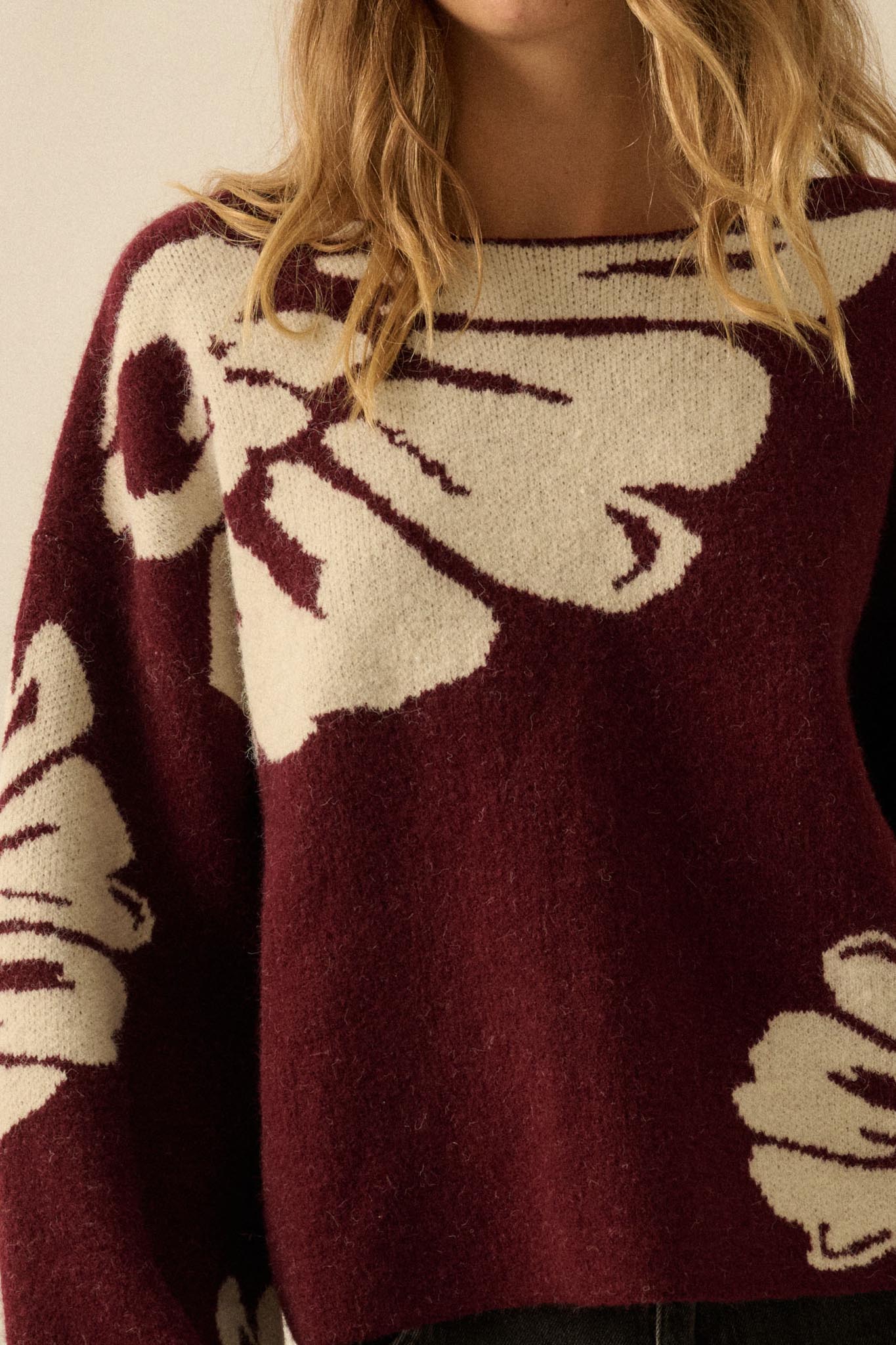 Peaceful Petals Floral Jacquard-Knit Sweater - ShopPromesa