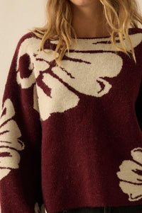 Peaceful Petals Floral Jacquard-Knit Sweater - ShopPromesa