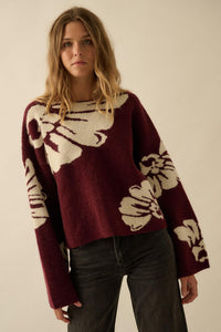 Peaceful Petals Floral Jacquard-Knit Sweater - ShopPromesa