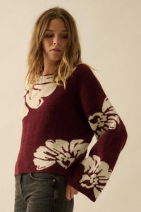 Peaceful Petals Floral Jacquard-Knit Sweater - ShopPromesa