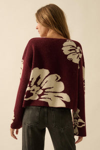 Peaceful Petals Floral Jacquard-Knit Sweater - ShopPromesa
