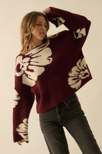 Peaceful Petals Floral Jacquard-Knit Sweater - ShopPromesa
