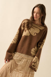 Peaceful Petals Floral Jacquard-Knit Sweater - ShopPromesa
