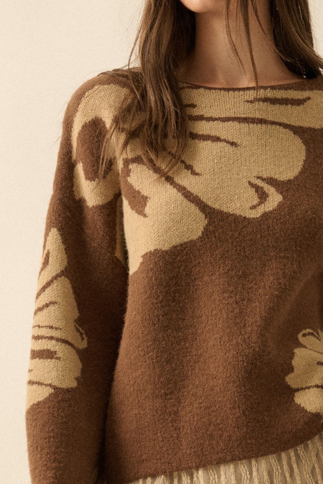 Peaceful Petals Floral Jacquard-Knit Sweater - ShopPromesa