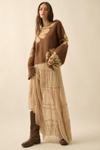 Peaceful Petals Floral Jacquard-Knit Sweater - ShopPromesa
