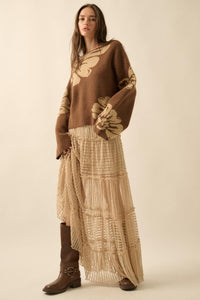 Peaceful Petals Floral Jacquard-Knit Sweater - ShopPromesa