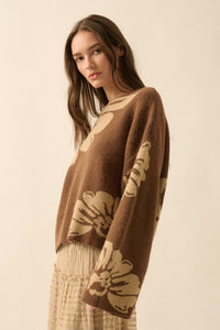 Peaceful Petals Floral Jacquard-Knit Sweater - ShopPromesa