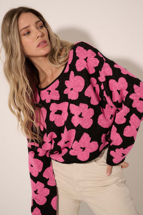 Flower Box Floral Knit Cropped Sweater - ShopPromesa