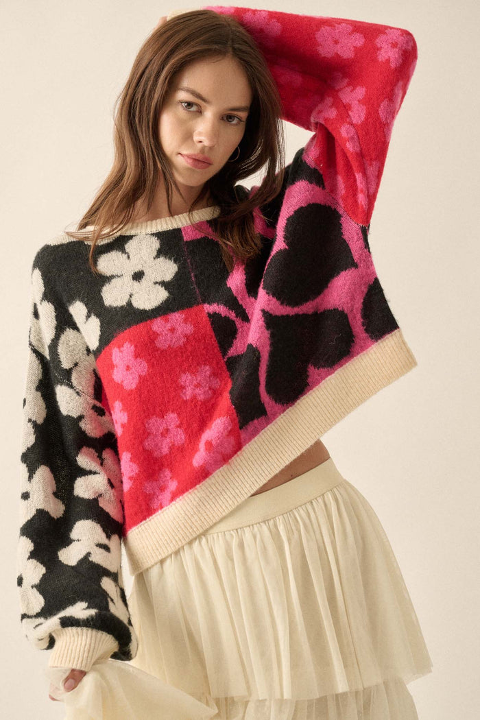 Lessons in Love Colorblock Floral Sweater - ShopPromesa