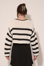 Believe the Stripe Exposed-Seam Cropped Sweater