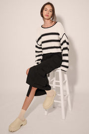 Believe the Stripe Exposed-Seam Cropped Sweater