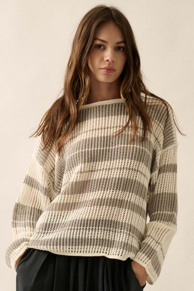 Knitty Gritty Striped Crochet Knit Sweater