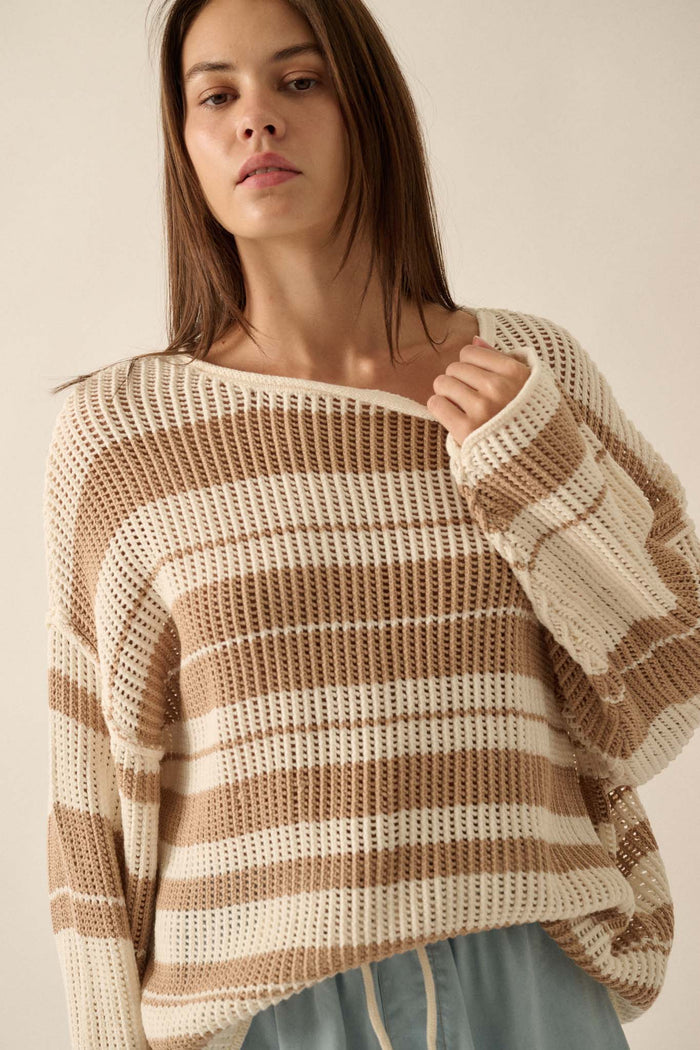 Knitty Gritty Striped Crochet Knit Sweater - ShopPromesa