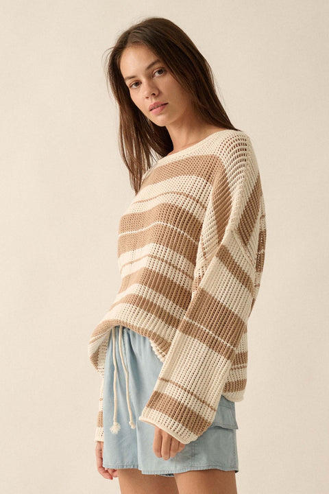 Knitty Gritty Striped Crochet Knit Sweater - ShopPromesa