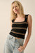 Shaper Fit Striped Rib-Knit Square Neck Tank Top - ShopPromesa