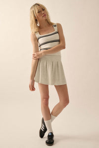 Shaper Fit Striped Rib-Knit Square Neck Tank Top - ShopPromesa