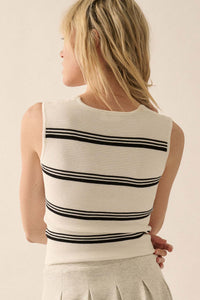 Shaper Fit Striped Rib-Knit Square Neck Tank Top - ShopPromesa