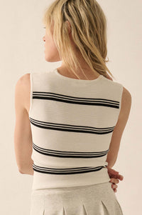 Shaper Fit Striped Rib-Knit Square Neck Tank Top - ShopPromesa