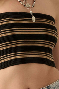 Shaper Fit Striped Rib-Knit Bandeau Tube Top - ShopPromesa