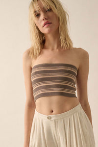 Shaper Fit Striped Rib-Knit Bandeau Tube Top - ShopPromesa