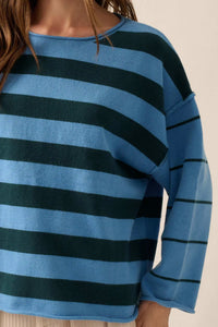 Bend the Rules Striped Rolled-Edge Sweater - ShopPromesa