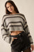 Level Best Striped Rolled-Edge Cropped Sweater - ShopPromesa