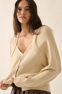 Shrug It Off Layered-Look Rib-Knit Cardigan Sweater - ShopPromesa