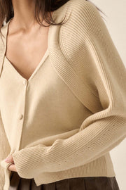 Shrug It Off Layered-Look Rib-Knit Cardigan Sweater - ShopPromesa