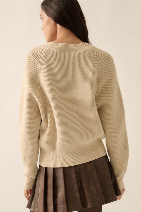 Shrug It Off Layered-Look Rib-Knit Cardigan Sweater - ShopPromesa